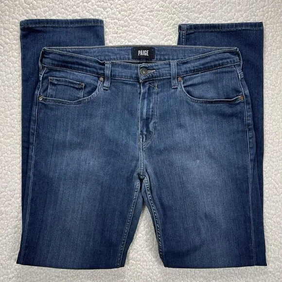 Paige Jeans Men’s 34x32 Dark Blue Slim Straight Classic Fit Soft Stretch Denim - Picture 1 of 14
